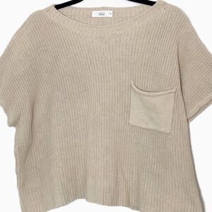 Talulah Tan Khaki Textured Knit Short Sleeve Sweater Oversized Pocket Top 1X